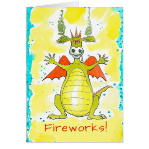 Fireworks dragon Birthday card