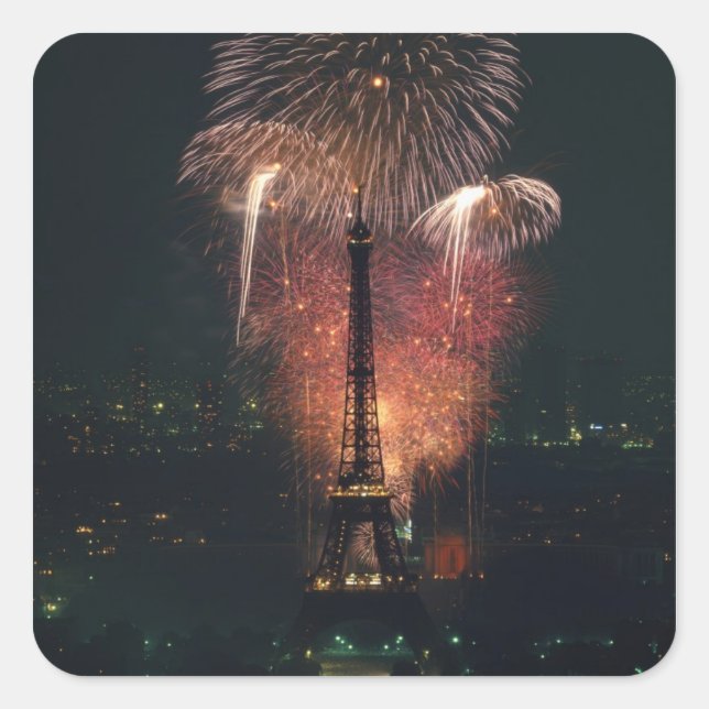 Fireworks, Eiffel Tower, Paris, France Square Sticker (Front)