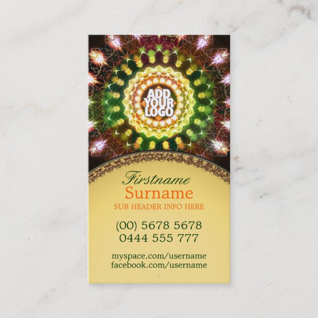 Fireworks Energy Mandala New Age Business Card (Front)