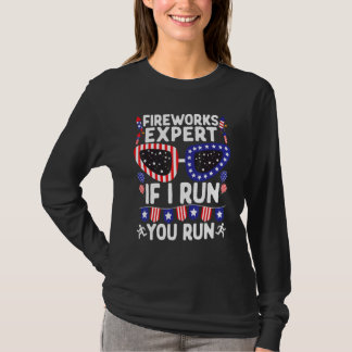 Fireworks Expert If I Run You Run American Flag Su T-Shirt