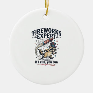 Fireworks Expert Raccoon Vintage Fourth of July Sh Ceramic Ornament
