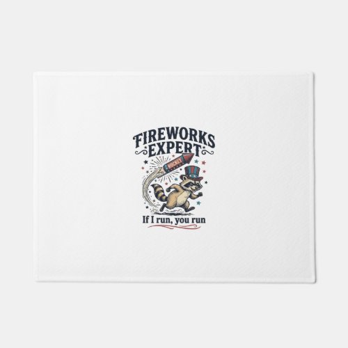 Fireworks Expert Raccoon Vintage Fourth of July Sh Doormat