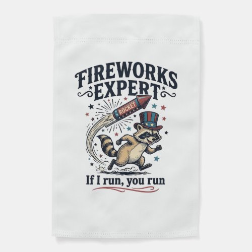 Fireworks Expert Raccoon Vintage Fourth of July Sh Garden Flag