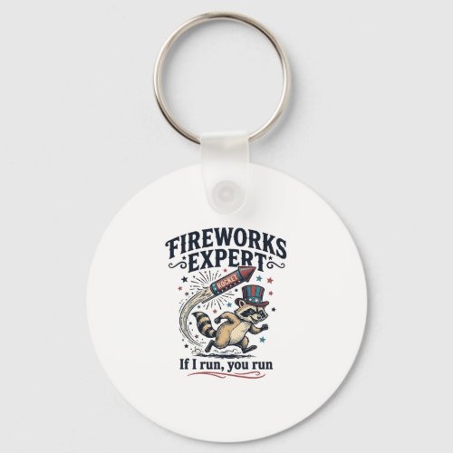 Fireworks Expert Raccoon Vintage Fourth of July Sh Keychain