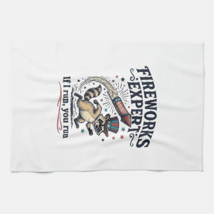 Fireworks Expert Raccoon Vintage Fourth of July Sh Kitchen Towel