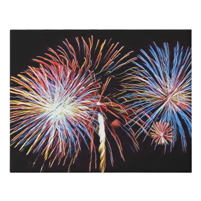 Fireworks Faux Wrapped Canvas Print (Front)