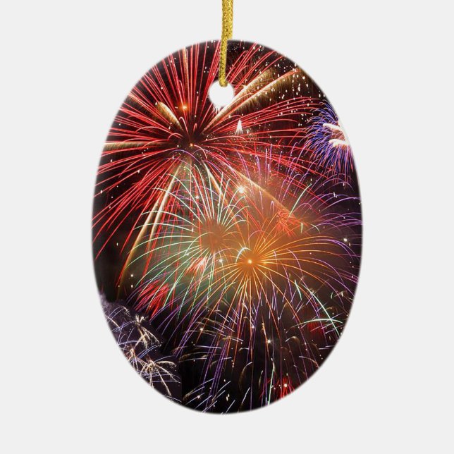 Fireworks Finale Ceramic Ornament (Front)