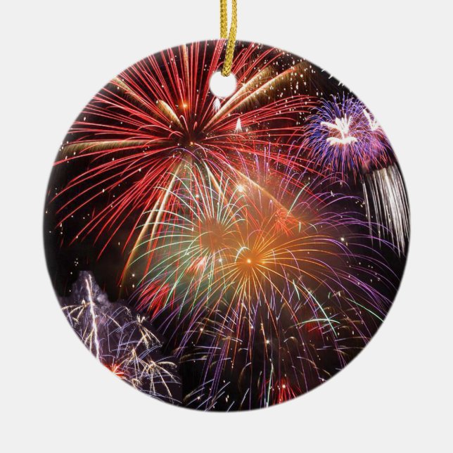 Fireworks Finale Ceramic Ornament (Front)