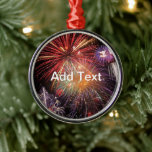 Fireworks Finale Custom Text Metal Ornament