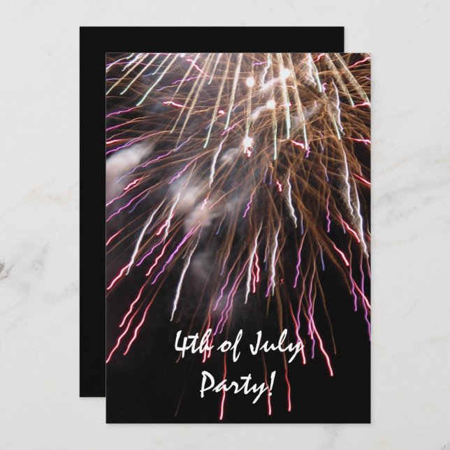 Fireworks Fourth of July Party Invitation (Front/Back)
