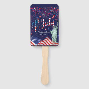 Fireworks Fourth Of July With The Statue Of Libert Hand Fan