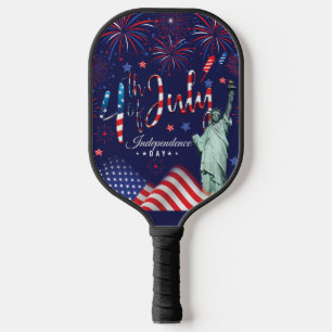 Fireworks Fourth Of July With The Statue Of Libert Pickleball Paddle