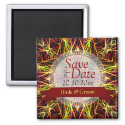 Fireworks Fractal Hearts Save the Date Announce Magnet