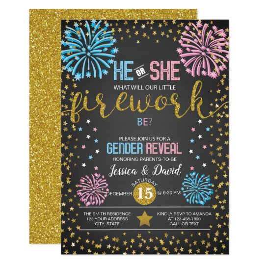 Fireworks Gender Reveal Invitation
