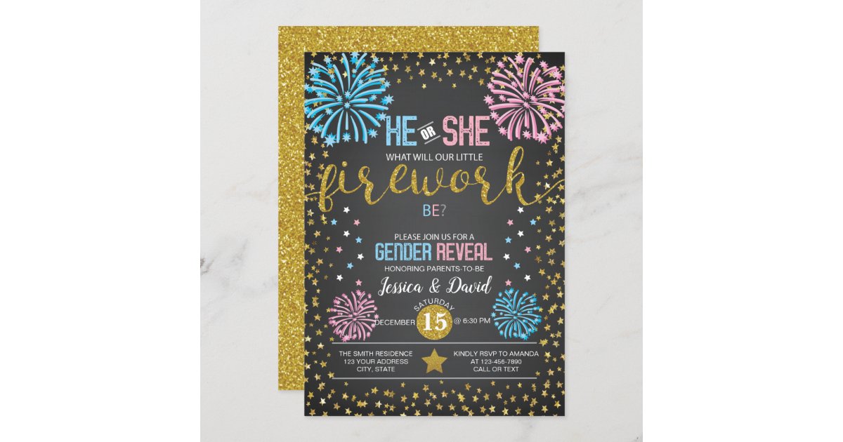 Fireworks Gender Reveal Invitation Zazzle Com