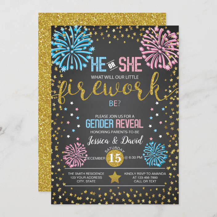 Fireworks Gender Reveal Invitation Zazzle Com