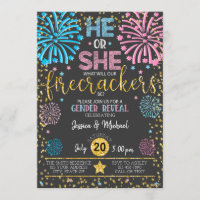 Fireworks Gender Reveal Invitation Twins Multiples