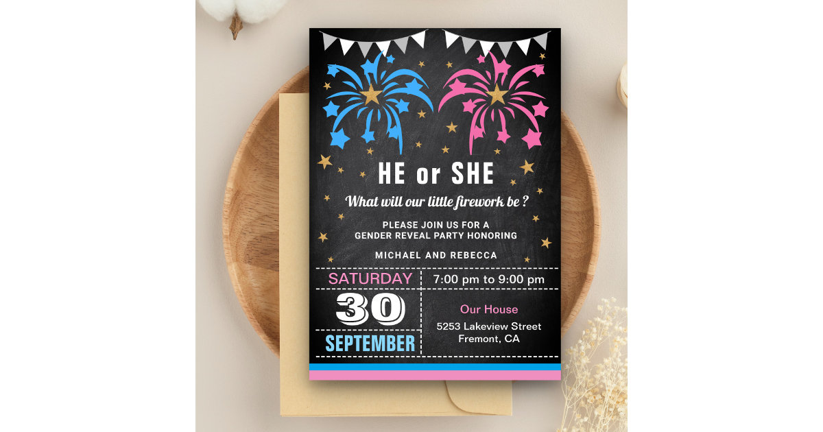 Fireworks Gender Reveal Party Invitation Zazzle