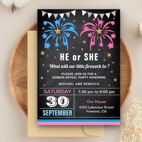 Fireworks Gender Reveal Party Invitation