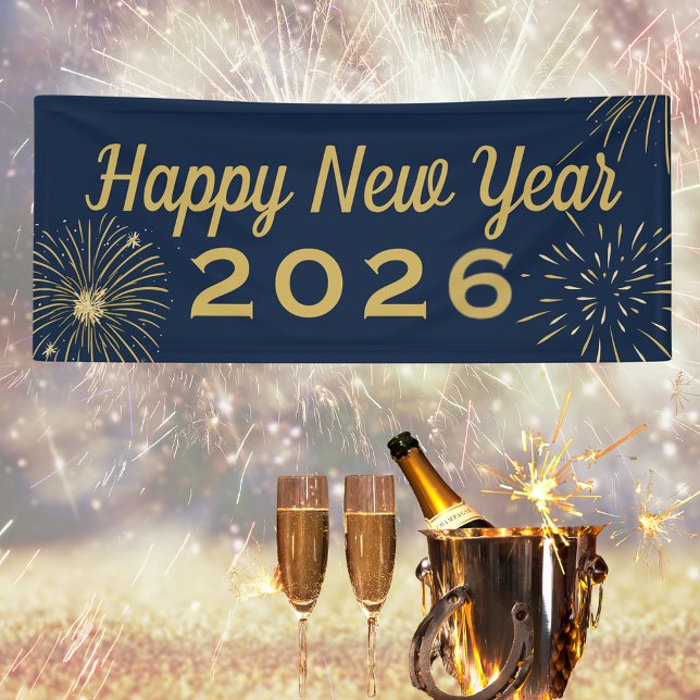 Fireworks Gold Blue 2026 Happy New Year Party Banner (Fireworks Gold Blue 2026 Happy New Year Party Banner
)