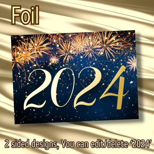 Fireworks gold foil sparkles modern New Year Party Foil Invitation