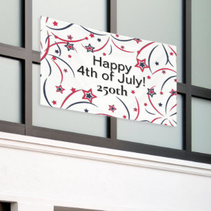 Fireworks Happy 4th of July 250th Banner