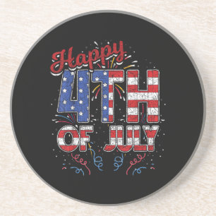 Fireworks Happy 4th of July US Flag American 4th o Coaster
