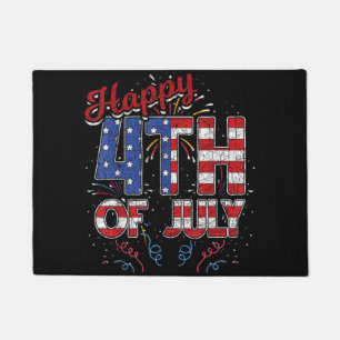 Fireworks Happy 4th of July US Flag American 4th o Doormat