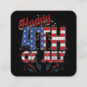 Fireworks Happy 4th Of July US Flag American 4th O Square Business Card