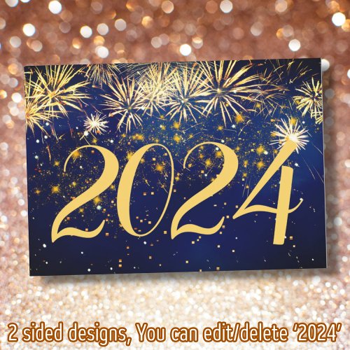 Fireworks Happy New Year  Christmas 2 Side Design Holiday Card