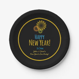 Fireworks Happy New Year Party Paper Plates