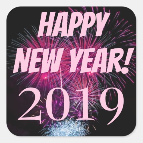 Fireworks Happy New Years 2019 Square Sticker