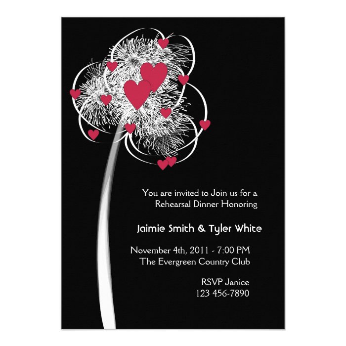 Fireworks & Hearts Tree Reheasal Dinner Invitation