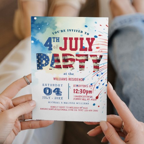 Fireworks I Elegant Fourth of July Party Invitation