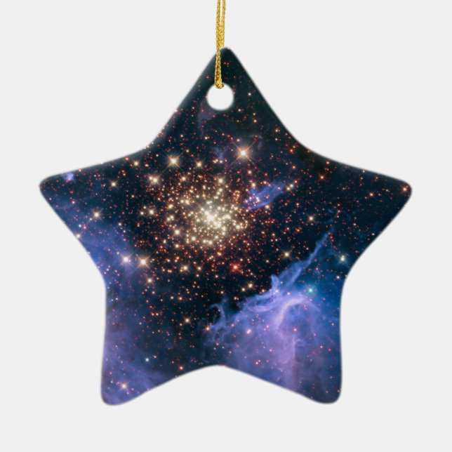 Fireworks in Space Celestial Star Ceramic Ornament (Front)