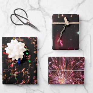 Fireworks in the Sky with Light Trails Wrapping Paper Sheets