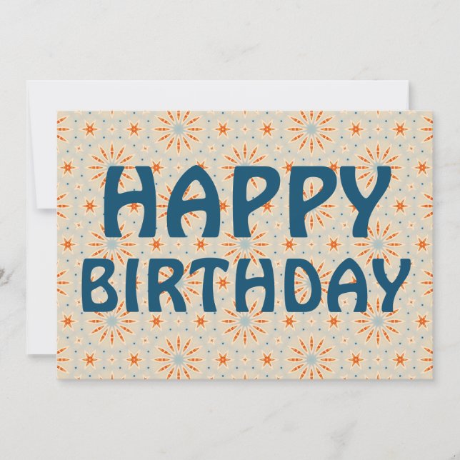 Fireworks-Inspired Pattern Happy Birthday Card (Front)
