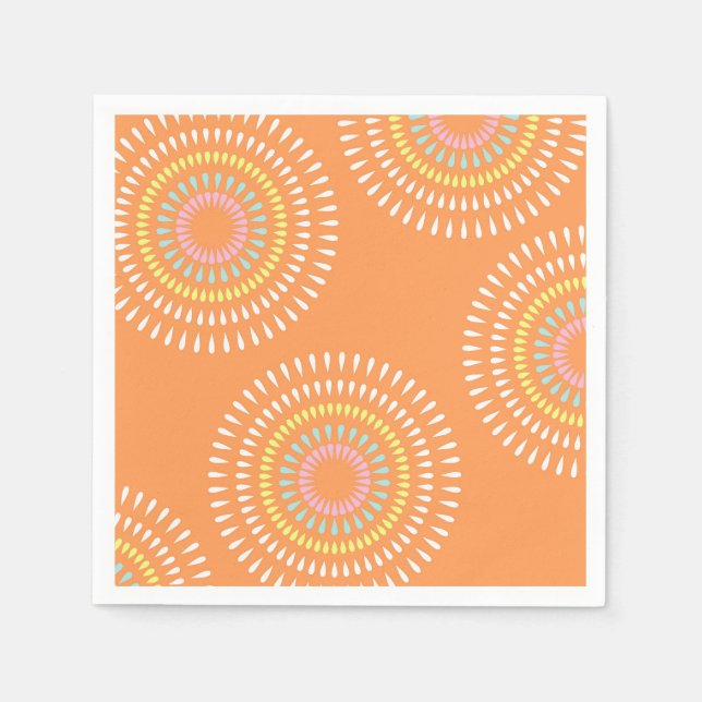 Fireworks Japanese Orange Napkins (Front)