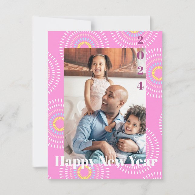 Fireworks Japanese Pink Note Card (Front)