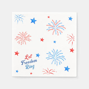 Fireworks July 4th Independence Day Patriotic Napkins