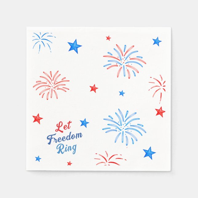 Fireworks July 4th Independence Day Patriotic Napkins (Front)