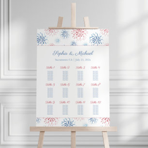 Fireworks July 4th Wedding 12 Tables Seating Chart Foam Board