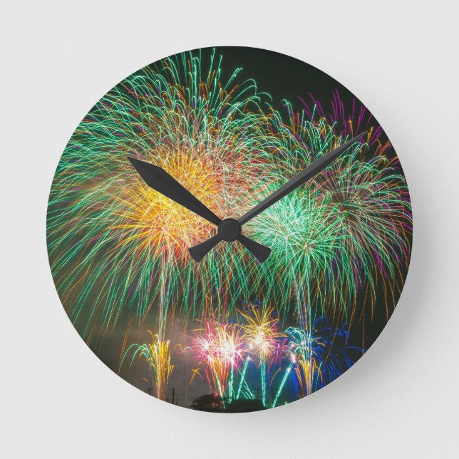 Fireworks Light Japan Festival Round Clock (Front)