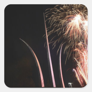 Fireworks light up the Air Force Memorial Square Sticker