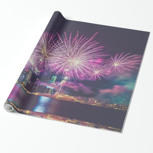 fireworks lights wrapping paper