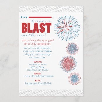 Fireworks Modern 4th Of July Party Invitation by 5thStreetDesign at Zazzle