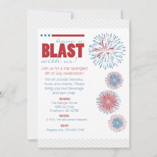 Fireworks Modern 4th of July Party Invitation