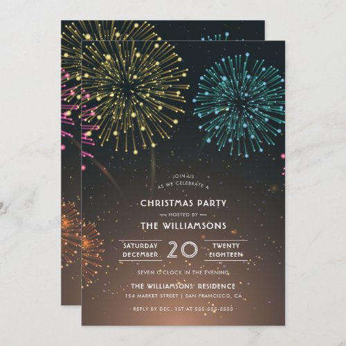 Fireworks | Modern Typography Christmas Party Invitation - Create your own Fireworks Party | Modern Typography Christmas Party invitations with these easy-to-use templates designed by Eugene Designs.