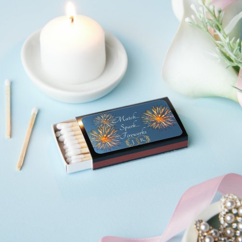 Fireworks & Monogram - Blue Matchboxes