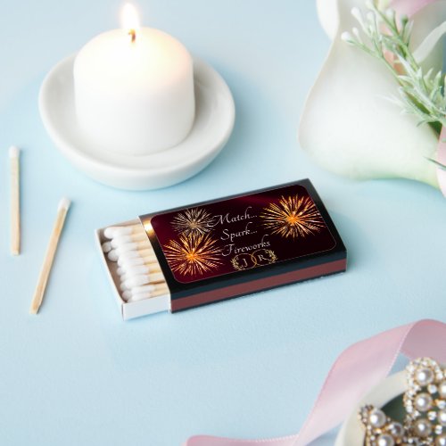 Fireworks & Monogram - Burgundy Matchboxes